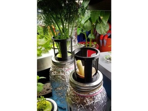 aerojar plant support outdoor garden aerogarden diy hydroponics mason jar net cup cage 3d print model - Mito3D