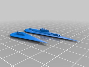 german type xxviib seehund surfaced submerged games 1300 cruel seas naval miniature wargames submarine wwii 3d print model - Mito3D