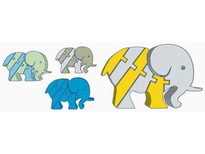 flexi Elefanten dual-extrusion Tiere artikuliert dual-extruder flexibel keychain keytag polymathic zwei Farbe 3d print model - Mito3D