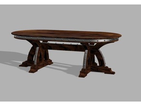 oval dining table kitchen medieval tabletop 3d print model - Mito3D