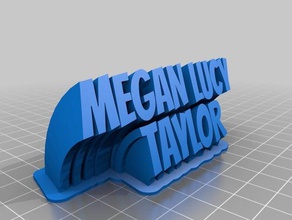 meine angepasste geschwungene 2-Zeile name der Platte office 3d print model - Mito3D