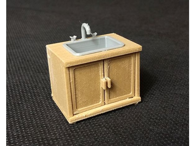 doll house kitchen sink cupboard unit toy game accessories dollhouse furniture 3D print model - Mito3D