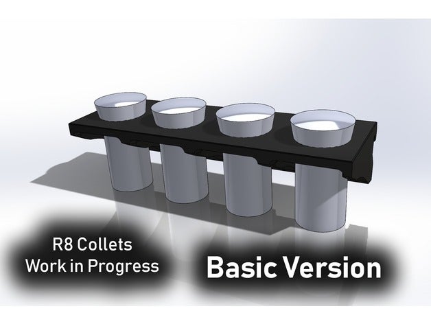 din-rail storage r8 collets tool holders boxes 3D print model - Mito3D