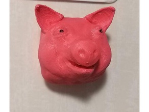 pig head fridge magnet keychain animals 3d print model - Mito3D