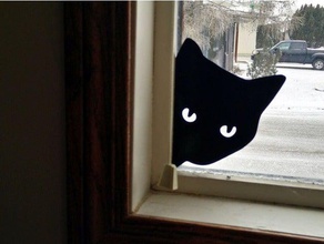 peeking cat silhouette decor 3d print model - Mito3D