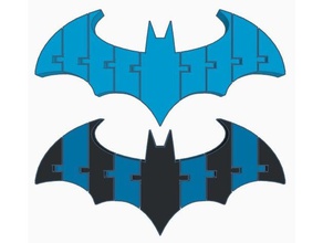 flexi batarang 3 Zeichen logos artikuliert batman batman-logo batman-symbol dual-Farbe dual-extruder dual-extrusion flexibel polymathic zwei Farbe 3d print model - Mito3D