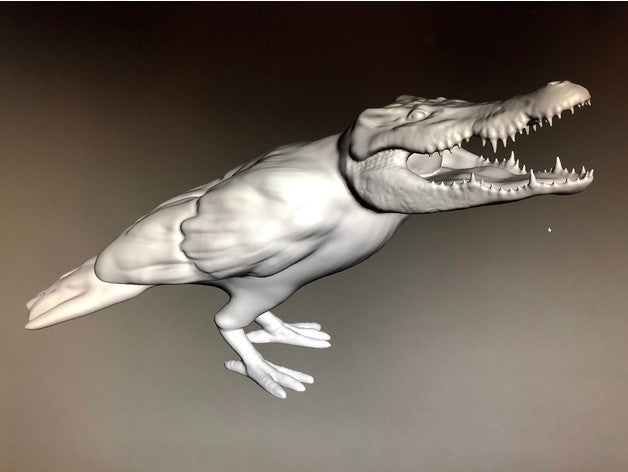 crocobird esculturas crocodilo meshmixer remix 3D print model - Mito3D