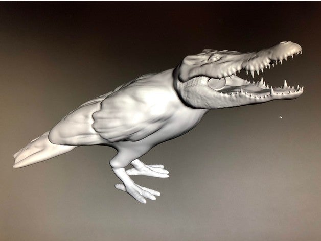 crocobird sculptures crocodile meshmixer remix 3D print model - Mito3D