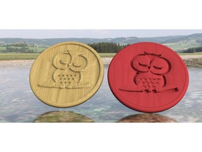 owl drinkcoaster set signs logos idealab 3d print model - Mito3D