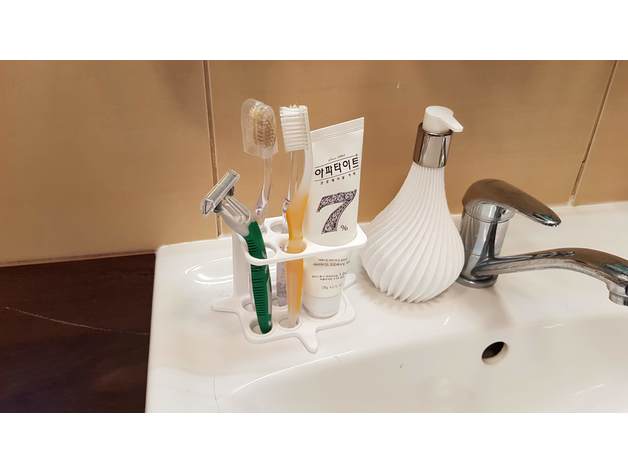 tube de dentifrice brosse à dents titulaire mise niveau la salle bains 3D print model - Mito3D