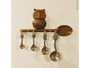 owl measuring spoon holder kitchen dining rack 3d print model - Mito3D