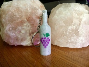 wine bottle keychain keychains friends gift grape marble party 3d print model - Mito3D