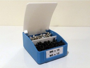 storage box hinged lid tool holders boxes bolt container nut screw wall mount washer 3d print model - Mito3D