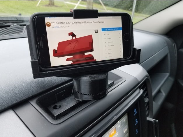 2013-2019 ram 1500 iphone modulare dash mount v2 mobile dodge pick-up galaxys8 garystipton iphone6plus 6 nota phonemount pixel3xl samsunggalaxys8 samsungnote8 3D print model - Mito3D