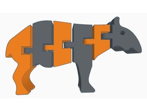 flexi tapir de doble extrusión a los animales articulados extrusor fidgit flexible polymathic imprimir lugar juguete dos colores 3d print model - Mito3D