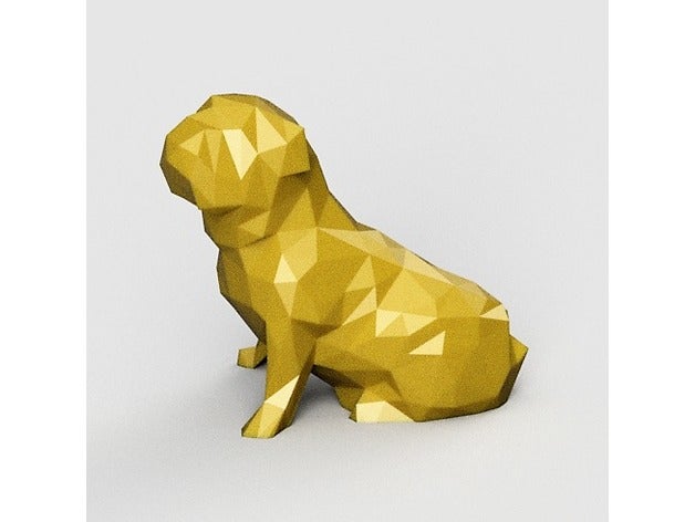 sitting english bulldog low poly polygon model 3d printing dogs bull dog lowpoly 3D print model - Mito3D