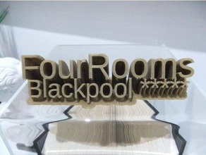 fourrooms logo 2-line name plate office customized 3d print model - Mito3D