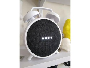 google home mini alarm clock holder office 3d print model - Mito3D