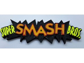 super smash bros 64 logo 2d sanat çift alanında mario nintendo brothers anahtarı 3d print model - Mito3D