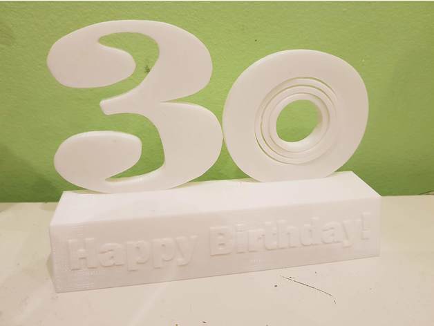 feliz cumpleaños número 30 de la escultura giroscopio 3d impresión aniversario 3D print model - Mito3D