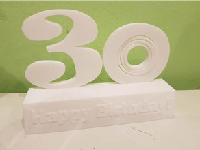 happy 30th birthday sculpture gyroscope 3d printing anniversaire 3d print model - Mito3D
