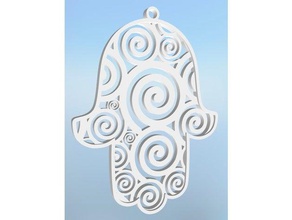 hamsa swril modèle décor de la décoration des boucles d'oreilles main trousseau 3d print model - Mito3D