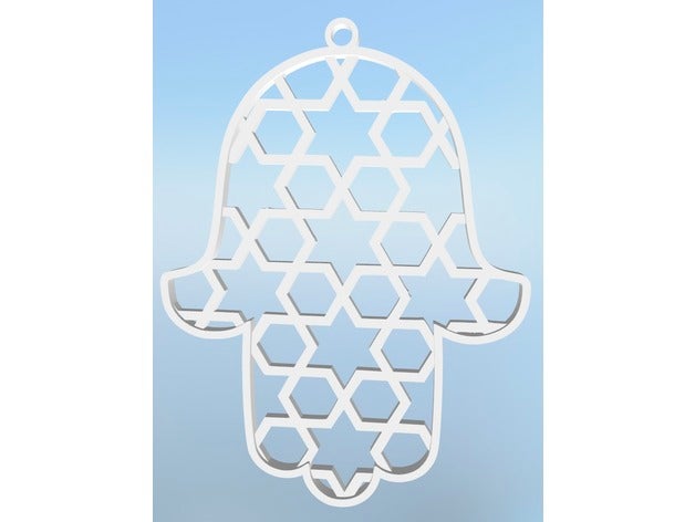 hamsa géométrique motif étoile de david décor la décoration des boucles d'oreilles main trousseau 3D print model - Mito3D