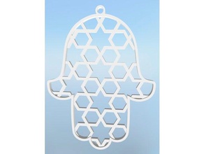 hamsa geométricas estrela de david padrão decoração a brincos mão chaveiro 3d print model - Mito3D