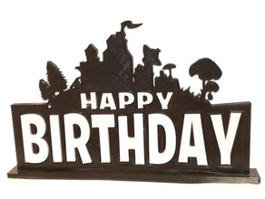 2 color fortnite temática feliz cumpleaños topper de la torta independiente video juegos 3d print model - Mito3D