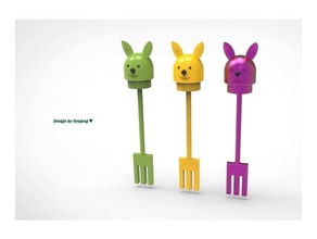rabbit-shaped portable fork pencil case models 3d modeling art cute decor decoration design forks fun funny thing good home hyojung0320 kitchen tool utensils cup holder present scale 3d print model - Mito3D