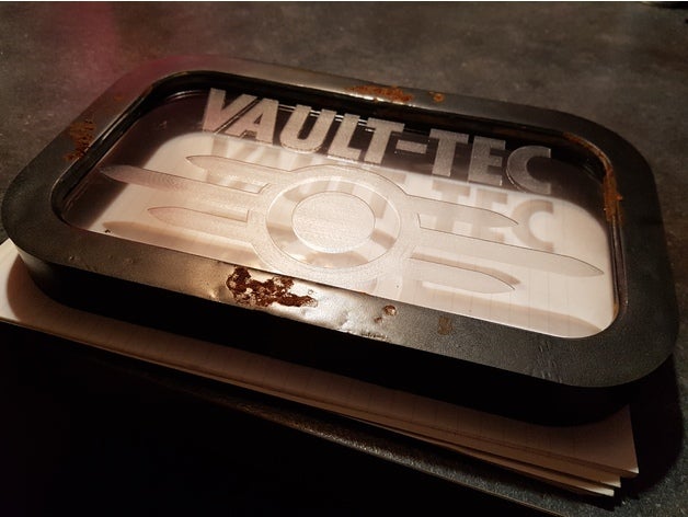 fallout vault tec logo frame 3d printing engraving lasercut vault-tec 3D print model - Mito3D