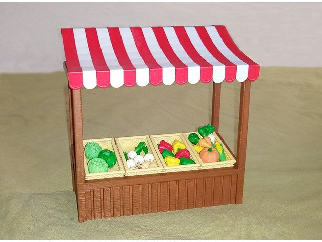 market stall buildings structures awning basket booth carrot doll dollhouse fair lettuce playmobil potatoe sylvanian families vegetables 3D print model - Mito3D