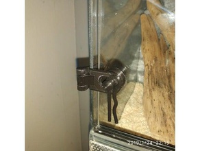 hinge glass door lock latch terrarium vivarium bad cat household 3d print model - Mito3D