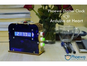 big character arduino clock electronics acrylic case bent ds1302 ds1307 ds3231 lasercut lcd plywood pushbutton rtc 3d print model - Mito3D