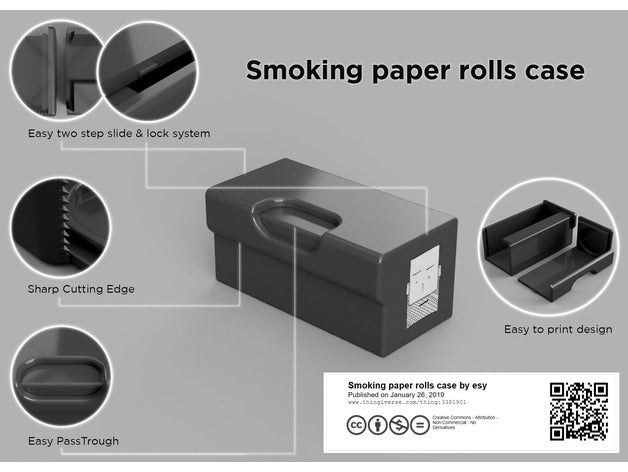 smoking paper rolls case gadgets 420 box cannabis cigar herb mmary jane rolling smoke soking tabacoo weed 3D print model - Mito3D