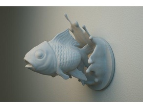los peces saltar de la pared soporte las esculturas pescado salpicaduras agua colgador 3d print model - Mito3D