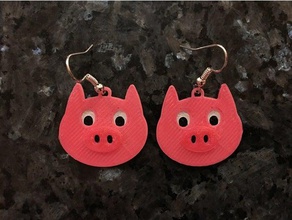 pig earrings 28mm chinese new year fashion accessories hog jewelry womens 3d print model - Mito3D