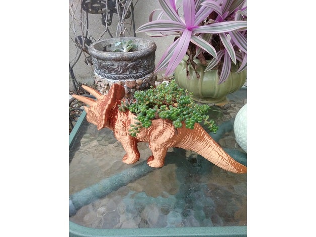 triceratops planter decor 3D print model - Mito3D