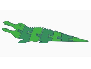 flexi crocodile remix double extrusion animaux alligator articulés bandé extrudeuse flexible polymathic imprimer la place deux couleur 3d print model - Mito3D