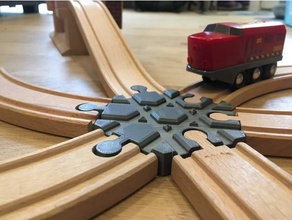 wooden train track intersection 6 ways brio ikea toy game accessories freecad railway 3d print model - Mito3D