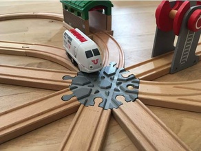 wooden train track intersection 8 ways brio ikea toy game accessories freecad railway 3d print model - Mito3D
