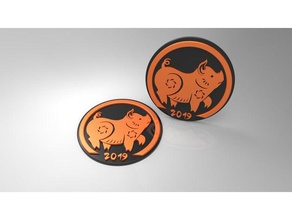 year pig games chinese new coin magnet medal medallion overwatch 3d print model - Mito3D