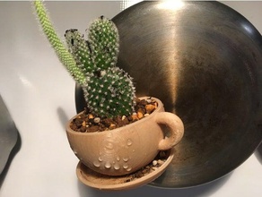tea cup planter wembedded magnet locations decor fridge teacup 3d print model - Mito3D