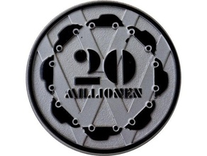 20 milyon Gümüş böceği rozet vw beetle işaretler logoları 28 mm kfer 3d print model - Mito3D