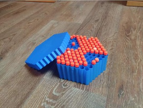 nerf colmena caja hexagonal dardos contenedor los juguetes juegos la munición de contenedores una titular blaster dart almacenamiento 3d print model - Mito3D