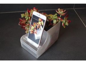 fibonacci phone stand speaker desktop planter mobile spiral plant pot 3d print model - Mito3D