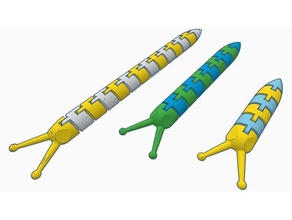 flexi long slug remix de doble extrusión a los animales articulados extrusor flexible polymathic caracol juguete 3d print model - Mito3D