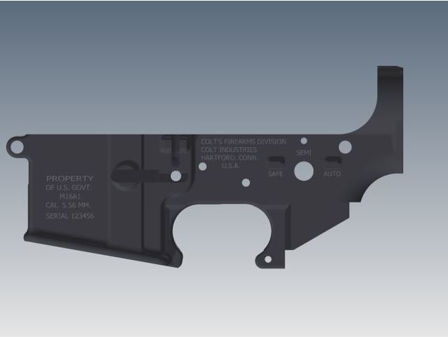 colt m16 modelo props ar15 ar 15 rifle de asalto 3D print model - Mito3D