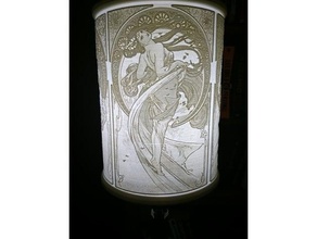 alphonse mucha lampshade 1 four seasons decor 28mm lamp shade led lithophane 3d print model - Mito3D