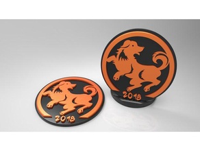 year dog games chinese new coin magnet medal medallion overwatch 3d print model - Mito3D